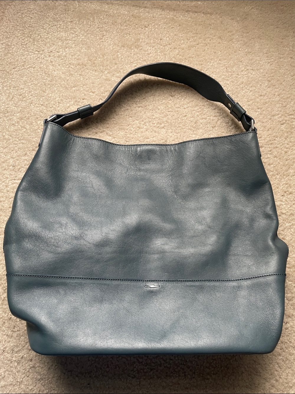 Shinola Teal Blue Leather Hobo Shoulder Bag